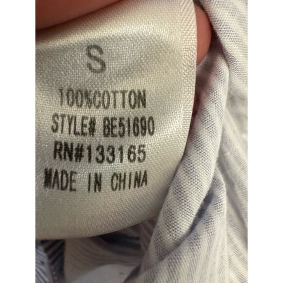 Miami Blue White Striped Cotton Mini Dress Open Shoulder Rose Embroidered Small - Picture 4 of 5